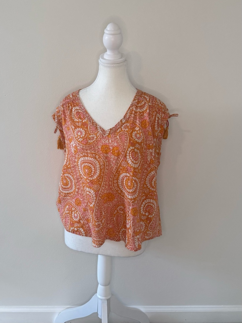 Anthropologie Paisley Blouse With Tassels
